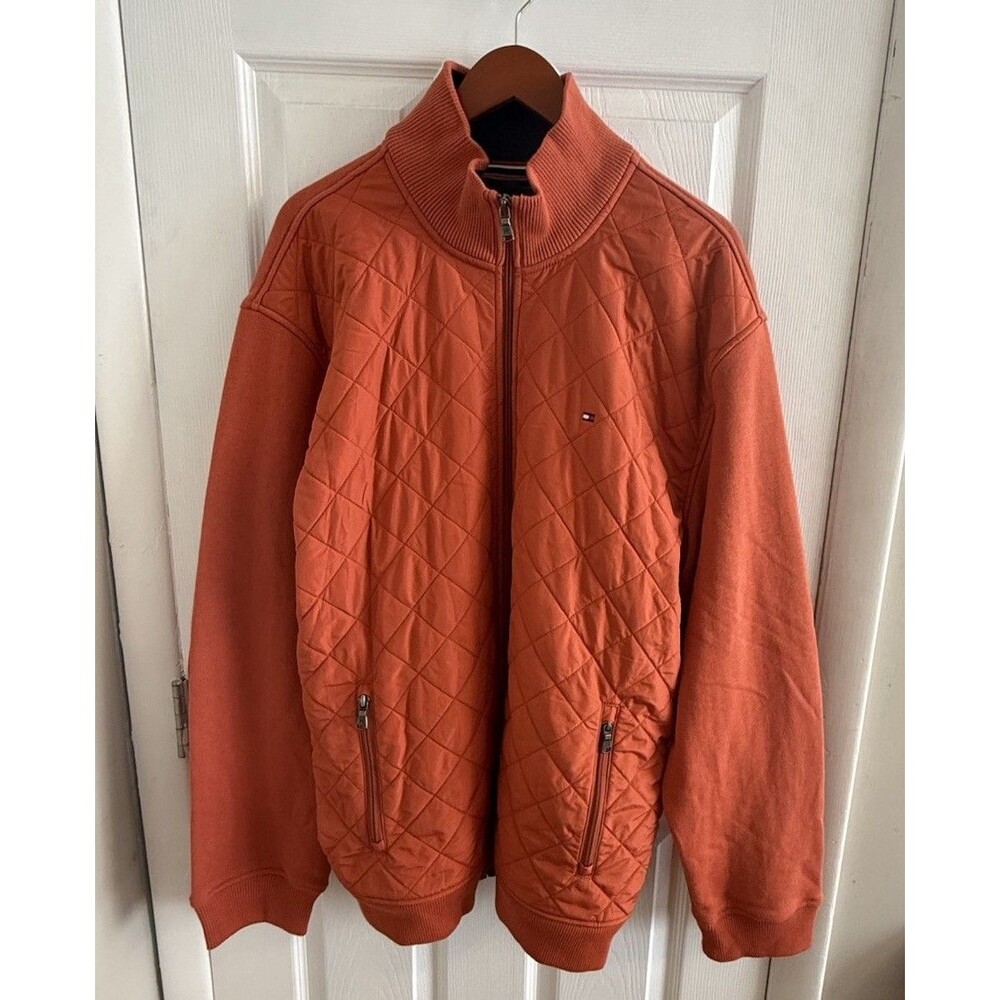 Tommy Hilfiger  Men’s Size XXL  Orange Quilted Full Zip Jacket